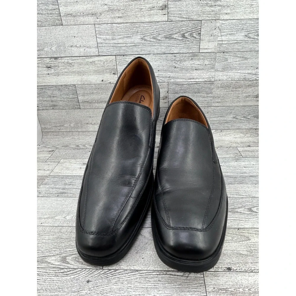 Clarks Whiddon Step Men Black Leather Loafers Dress Shoes Size 11W 261103128100